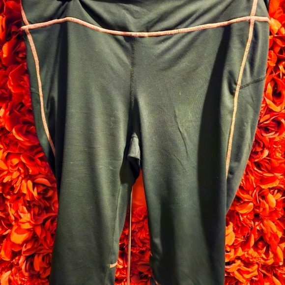 Tangerine Pants - Tangerine Womens Athletic Black Capri Leggings with Orange Accents